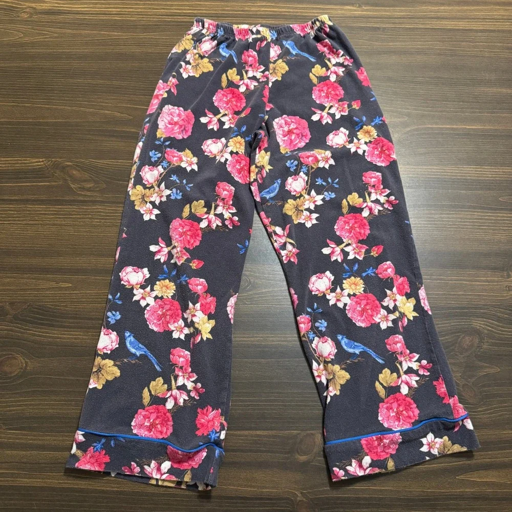 BedHead Pajama Set Button Down‎ Shirt & Pants Women's XS Floral Comfy Grey Pink